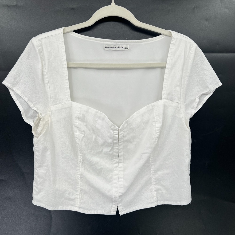 Abercrombie & Fitch white coquette corset cottagecore milkmaid minimalist top L